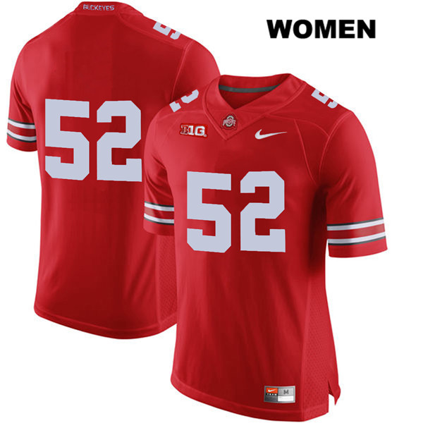 Ohio State Buckeyes Women's Wyatt Davis #52 Red Authentic Nike No Name College NCAA Stitched Football Jersey NG19X65IW